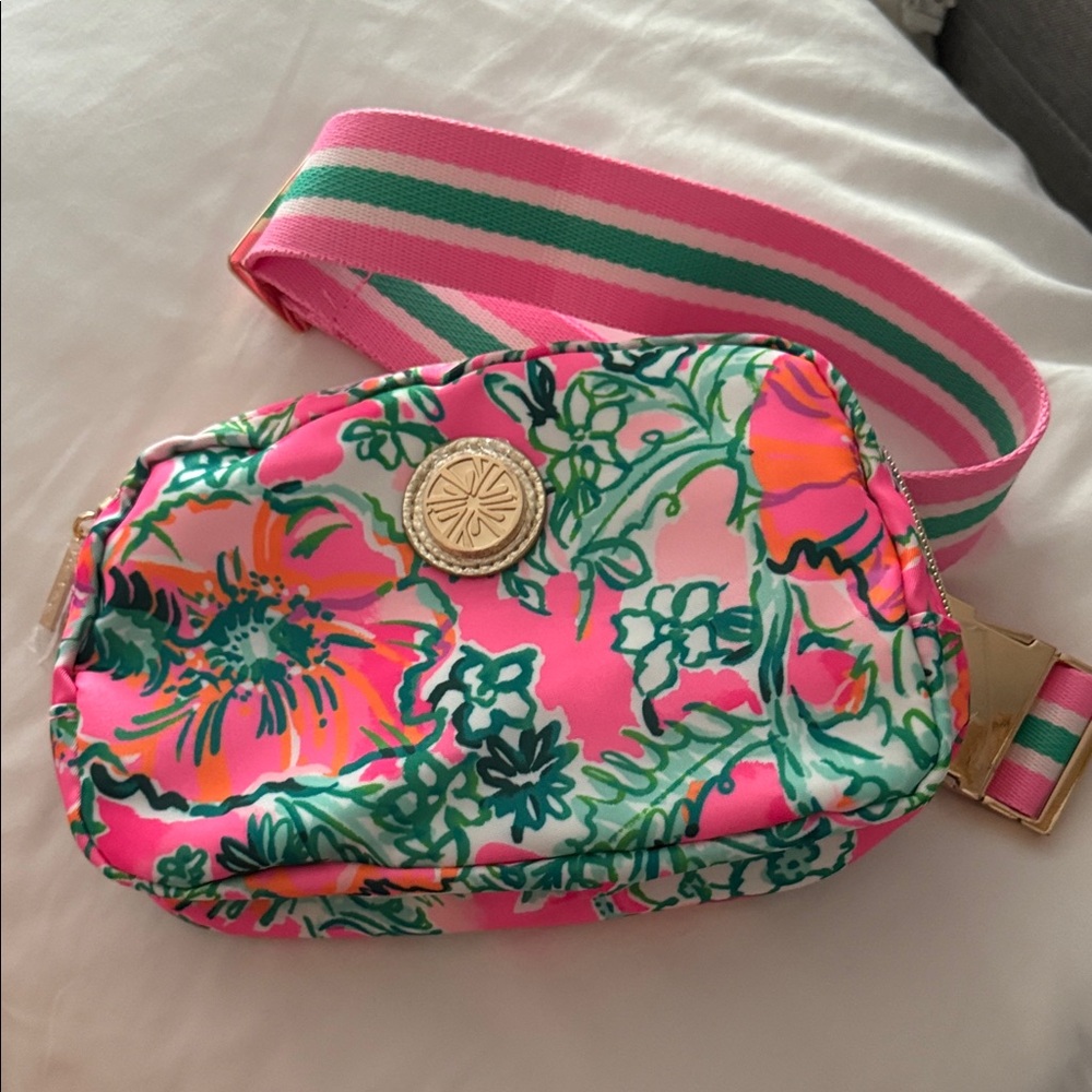 Lilly Pulitzer Crossbody Bag with Pink and Green Strap